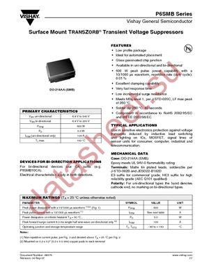 P6SMB100A-E3/51 datasheet  